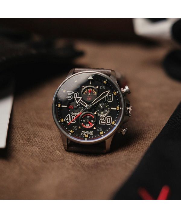 AVI-8 Hawker Typhoon Rb396 Sheila Chronograph Limited Edition Black Dial Quartz AV-4093-05 Men's Watch 2 AVI-8 Hawker Typhoon Rb396 Sheila Chronograph Limited Edition Black Dial Quartz AV-4093-05 Men's Watch