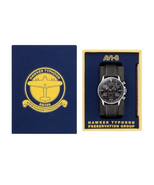 AVI-8 Hawker Typhoon Rb396 Sheila Chronograph Limited Edition Black Dial Quartz AV-4093-05 Men's Watch 8 AVI-8 Hawker Typhoon Rb396 Sheila Chronograph Limited Edition Black Dial Quartz AV-4093-05 Men's Watch