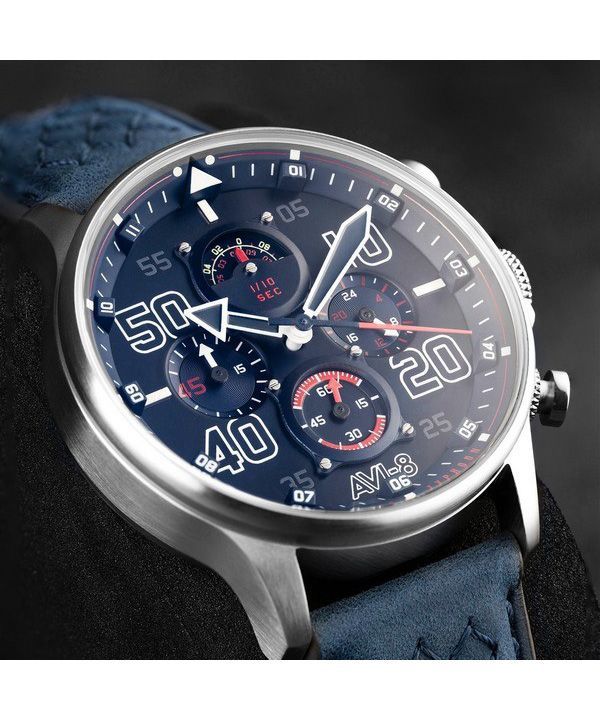 AVI-8 Hawker Typhoon Rb396 Sheila Chronograph Limited Edition Volkel Blue Dial Quartz AV-4093-07 Men's Watch 5 AVI-8 Hawker Typhoon Rb396 Sheila Chronograph Limited Edition Volkel Blue Dial Quartz AV-4093-07 Men's Watch