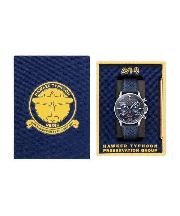 AVI-8 Hawker Typhoon Rb396 Sheila Chronograph Limited Edition Volkel Blue Dial Quartz AV-4093-07 Men's Watch 7 AVI-8 Hawker Typhoon Rb396 Sheila Chronograph Limited Edition Volkel Blue Dial Quartz AV-4093-07 Men's Watch
