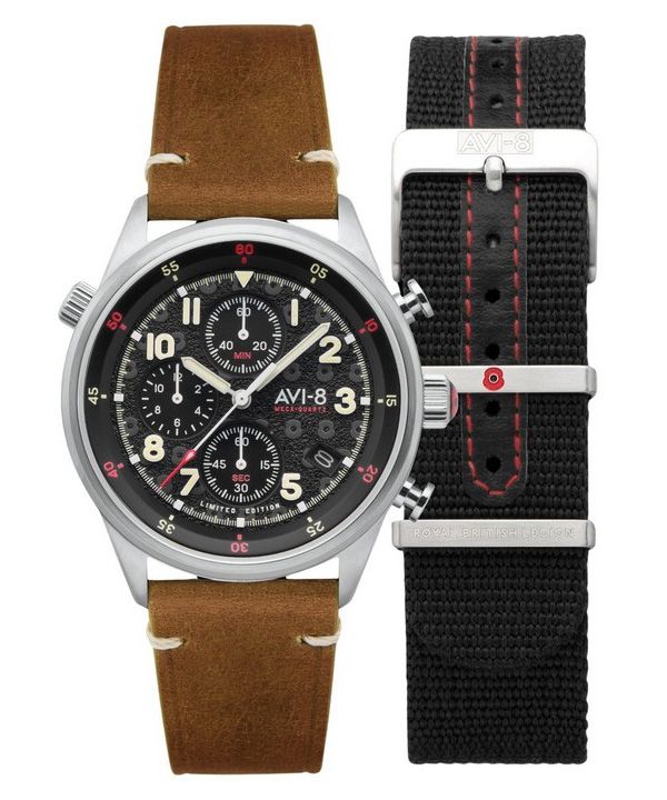 AVI-8 Flyboy Royal British Legion Tri-Service Chronograph Limited Edition High Wycombe Quartz AV-4102-RBL-01 Men's Watch With Ex 1 AVI-8 Flyboy Royal British Legion Tri-Service Chronograph Limited Edition High Wycombe Quartz AV-4102-RBL-01 Men's Watch With Ex