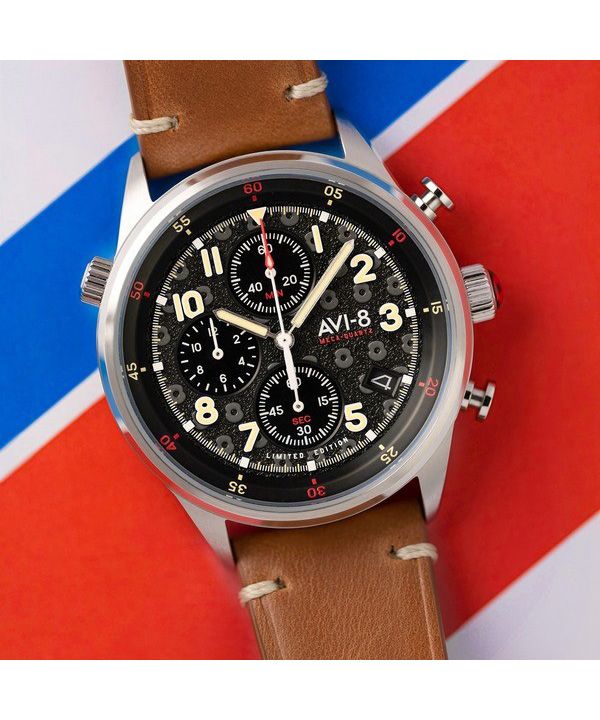 AVI-8 Flyboy Royal British Legion Tri-Service Chronograph Limited Edition High Wycombe Quartz AV-4102-RBL-01 Men's Watch With Ex 6 AVI-8 Flyboy Royal British Legion Tri-Service Chronograph Limited Edition High Wycombe Quartz AV-4102-RBL-01 Men's Watch With Ex