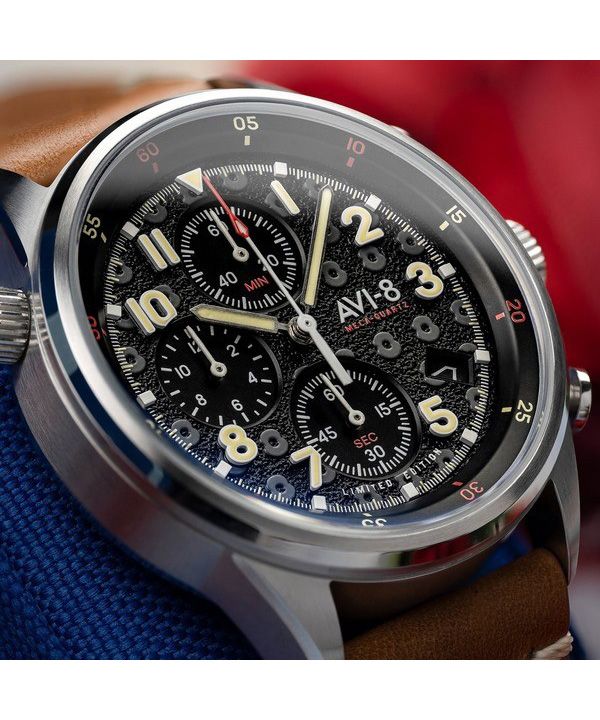 AVI-8 Flyboy Royal British Legion Tri-Service Chronograph Limited Edition High Wycombe Quartz AV-4102-RBL-01 Men's Watch With Ex 7 AVI-8 Flyboy Royal British Legion Tri-Service Chronograph Limited Edition High Wycombe Quartz AV-4102-RBL-01 Men's Watch With Ex