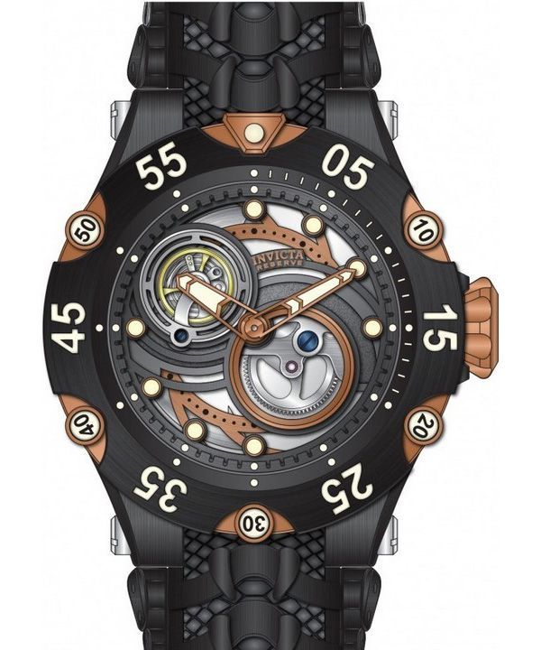 Invicta Reserve Venom Cobra Silicone Strap Gunmetal And Brown Dial Automatic Divers 43917 200M Mens Watch