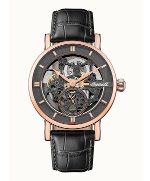 Ingersoll The Herald Leather Strap Black Skeleton Dial Automatic I00403B Mens Watch