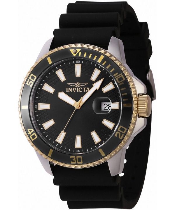 Invicta Pro Diver Silicone Strap Black Dial Quartz 46132 Men's
