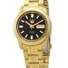 Seiko 5 Gold Tone Stainless Steel Black Dial 21 Jewels Automatic SNKK22K1 Mens Watch