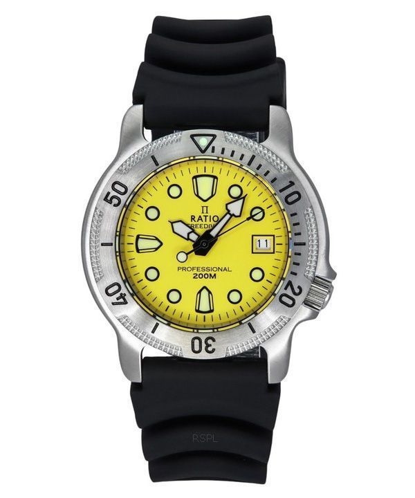Ratio FreeDiver Professional Sapphire Yellow Dial Quartz 22AD202-YLW 200M Men's Watch