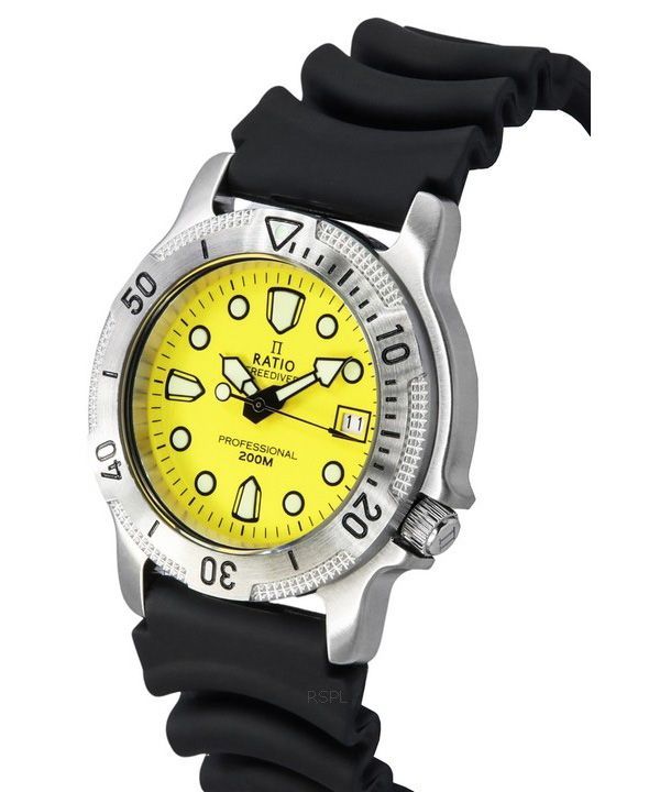 Ratio FreeDiver Professional Sapphire Yellow Dial Quartz 22AD202-YLW 200M Men's Watch