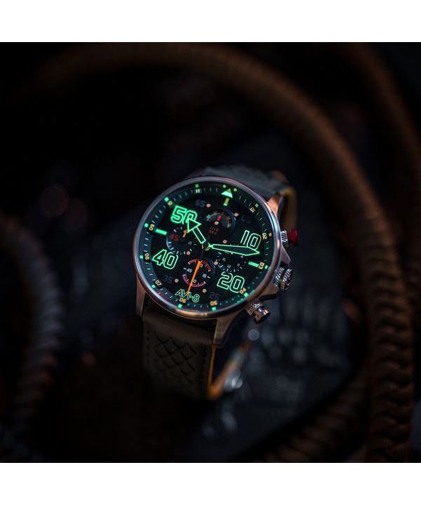 AVI-8 Hawker Typhoon Rb396 Sheila Chronograph Limited Edition Goch Green Dial Quartz AV-4093-08 Mens Watch
