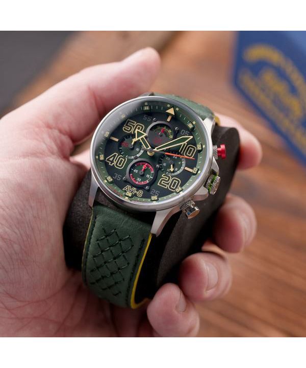 AVI-8 Hawker Typhoon Rb396 Sheila Chronograph Limited Edition Goch Green Dial Quartz AV-4093-08 Mens Watch