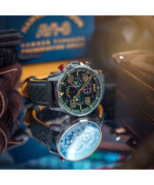 AVI-8 Hawker Typhoon Rb396 Sheila Chronograph Limited Edition Goch Green Dial Quartz AV-4093-08 Mens Watch