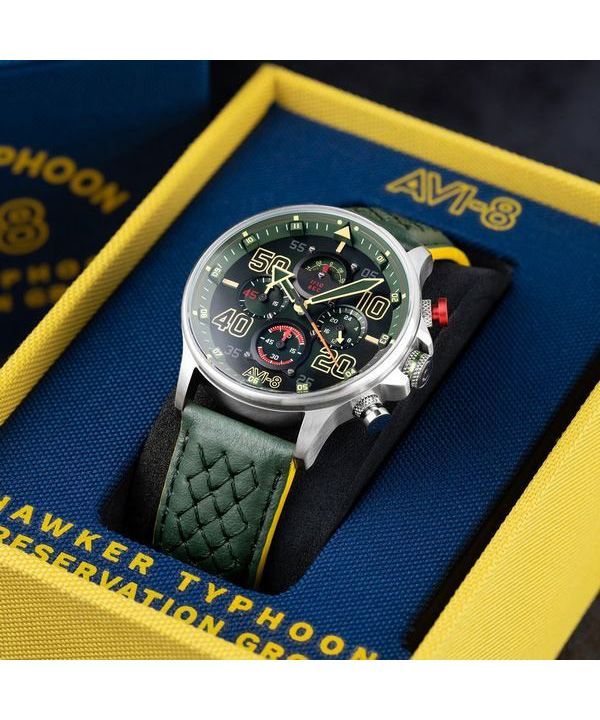 AVI-8 Hawker Typhoon Rb396 Sheila Chronograph Limited Edition Goch Green Dial Quartz AV-4093-08 Mens Watch