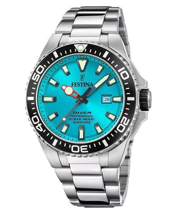 Festina Diver Stainless Steel Turquoise Dial Quartz F20663-5 200M Mens Watch 1 Festina Diver Stainless Steel Turquoise Dial Quartz F20663-5 200M Mens Watch