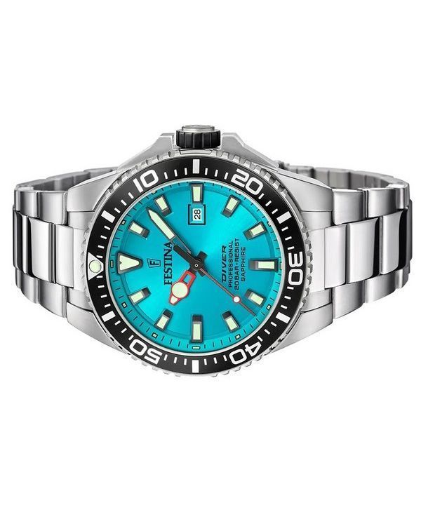 Festina Diver Stainless Steel Turquoise Dial Quartz F20663-5 200M Mens Watch 3 Festina Diver Stainless Steel Turquoise Dial Quartz F20663-5 200M Mens Watch