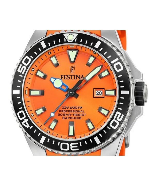 Festina Diver Rubber Strap Orange Dial Quartz F20664 4 200M Mens Watch Citywatches .za