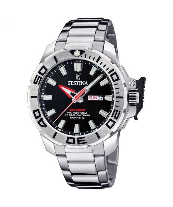 Festina Diver Stainless Steel Black Dial Quartz F20665-4 200M Mens Watch 1 Festina Diver Stainless Steel Black Dial Quartz F20665-4 200M Mens Watch