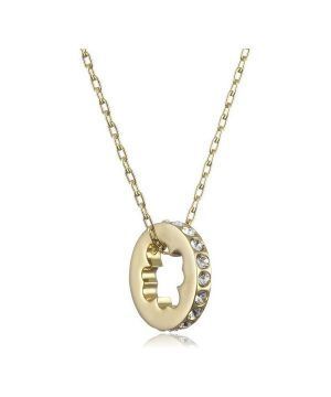 Swarovski Clear Crystal Gold Tone Four Leaf Clover Pendant Necklace 1080286 For Women