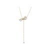 Swarovski Lifelong Bow Rose Gold Tone Y Shaped Necklace With Clear Crystal 5447082 For Women