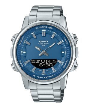 Casio Analog Digital Combination Stainless Steel Blue Dial Quartz AMW-880D-2A1V Mens Watch