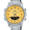 Casio Analog Digital Combination Stainless Steel Yellow Dial Quartz AMW-880D-9AV Mens Watch