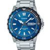 Casio Standard Analog Stainless Steel Blue Dial Quartz MTD-125D-2A1V 100M Mens Watch