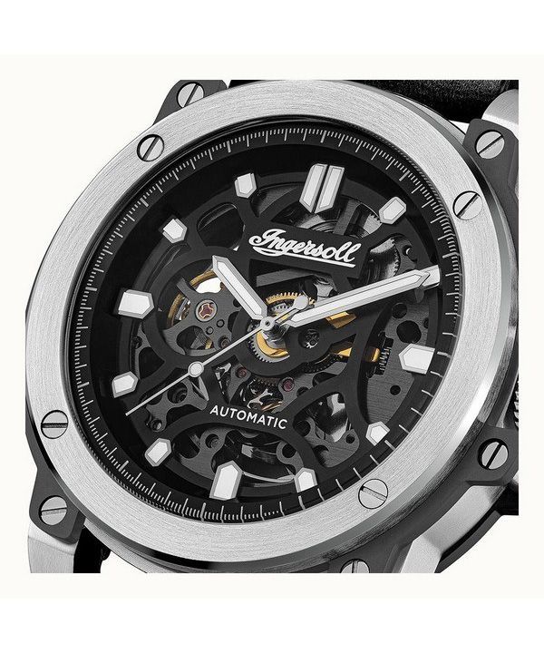 Ingersoll The Freestyle Leather Strap Skeleton Black Dial Automatic I14401 Men's Watch 2 Ingersoll The Freestyle Leather Strap Skeleton Black Dial Automatic I14401 Men's Watch