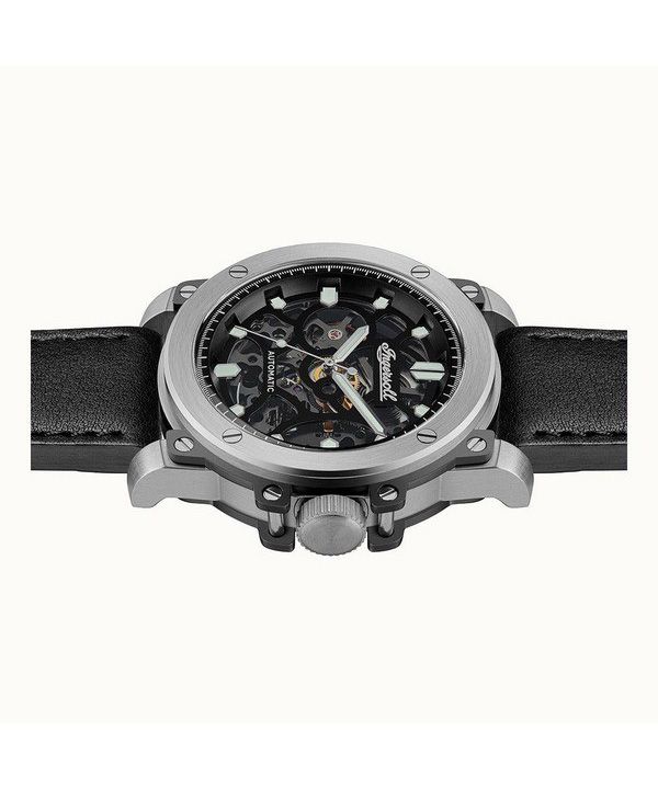 Ingersoll The Freestyle Leather Strap Skeleton Black Dial Automatic I14401 Men's Watch 3 Ingersoll The Freestyle Leather Strap Skeleton Black Dial Automatic I14401 Men's Watch