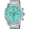 Casio Standard Analog Chronograph Stainless Steel Turquoise Dial Quartz MTP-E510D-2AV Men's Watch