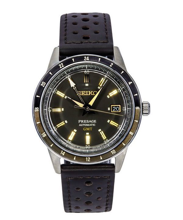 Seiko Presage Style60s GMT Calf Leather Strap Black Dial Automatic SSK013J1 Mens Watch 1 Seiko Presage Style60s GMT Calf Leather Strap Black Dial Automatic SSK013J1 Mens Watch