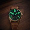 AVI-8 Spitfire Lock Chronograph Leather Strap Bronze Green Dial Quartz AV-4089-02 Mens Watch