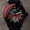 AVI-8 Flyboy Airmaster Sector Meca-Quartz Navy Blue And Red Dial AV-4112-04 Mens Watch