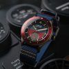 AVI-8 Flyboy Airmaster Sector Meca-Quartz Navy Blue And Red Dial AV-4112-04 Mens Watch