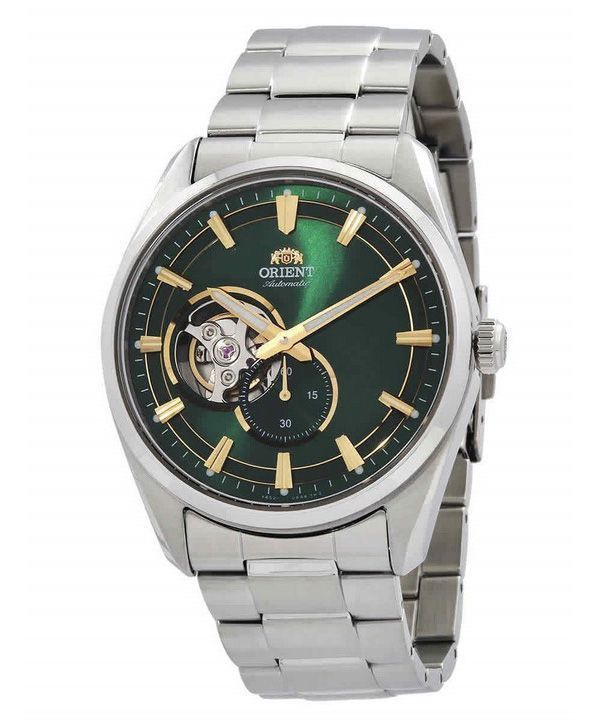 Orient Contemporary Stainless Steel Open Heart Green Dial Automatic RA AR0008E10B Mens Watch