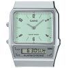Casio Vintage Analog Digital Dual Time Stainless Steel Bracelet Green Dial Quartz AQ-800E-3A Unisex Watch
