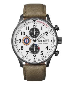 AVI-8 Hawker Hurricane Classic Chronograph Ivory Grayscale White Dial Quartz AV-4011-0B Men's Watch