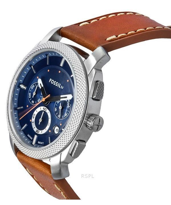Fossil Machine Chronograph Leather Strap Blue Dial Quartz FS6059 Men's Watch 3 Fossil Machine Chronograph Leather Strap Blue Dial Quartz FS6059 Men's Watch