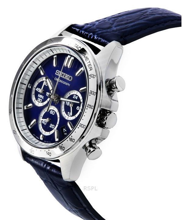 Seiko chronograph 100m leather strap discount