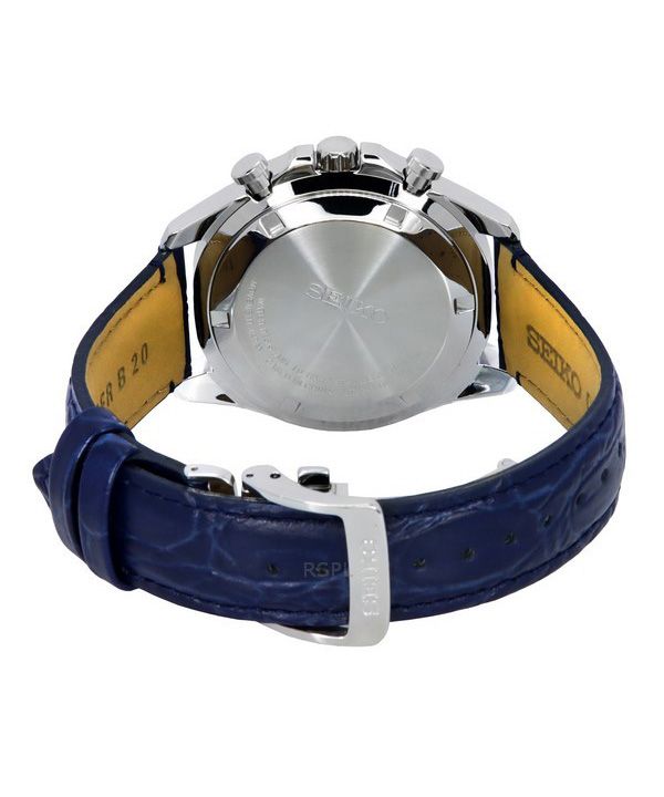 Seiko Spirit Chronograph Leather Strap Blue Dial Quartz SBTR019 100M Men s Watch