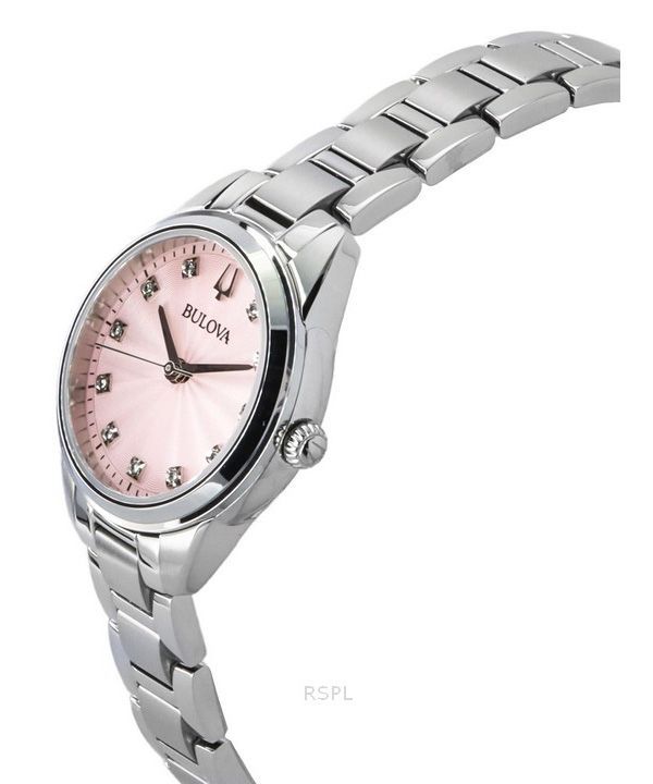 Women's bulova pink dial watch discount