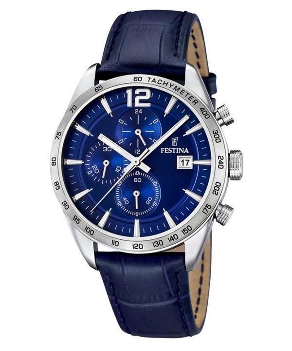 Festina Timeless Chronograph Leather Strap Blue Dial Quartz F16760-3 Men's Watch 1 Festina Timeless Chronograph Leather Strap Blue Dial Quartz F16760-3 Men's Watch