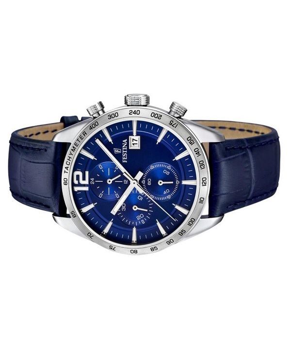 Festina Timeless Chronograph Leather Strap Blue Dial Quartz F16760-3 Men's Watch 3 Festina Timeless Chronograph Leather Strap Blue Dial Quartz F16760-3 Men's Watch