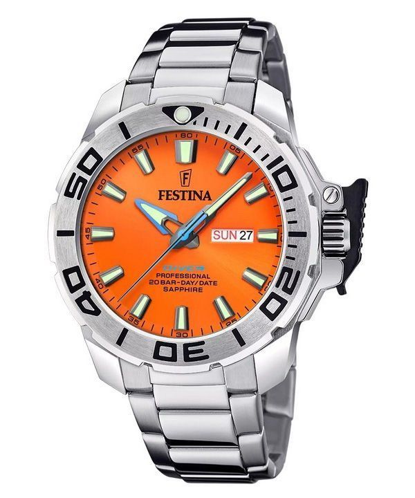 Festina The originals Stainless Steel Orange Dial Quartz Diver's F20665-5 200M Men's Watch 1 Festina The originals Stainless Steel Orange Dial Quartz Diver's F20665-5 200M Men's Watch