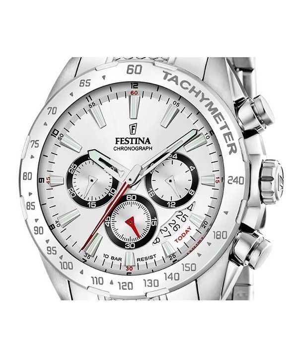 Festina Timeless Chronograph Stainless Steel White Dial Quartz F20668-1 100M Men's Watch 2 Festina Timeless Chronograph Stainless Steel White Dial Quartz F20668-1 100M Men's Watch
