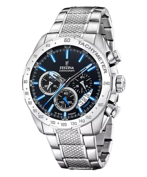 Festina Timeless Chronograph Stainless Steel Black Dial Quartz F20668-6 100M Men's Watch 1 Festina Timeless Chronograph Stainless Steel Black Dial Quartz F20668-6 100M Men's Watch