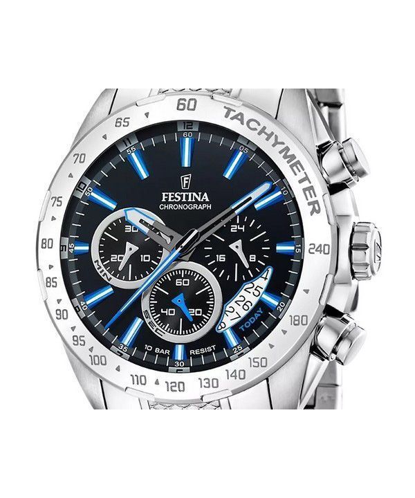 Festina Timeless Chronograph Stainless Steel Black Dial Quartz F20668-6 100M Men's Watch 2 Festina Timeless Chronograph Stainless Steel Black Dial Quartz F20668-6 100M Men's Watch