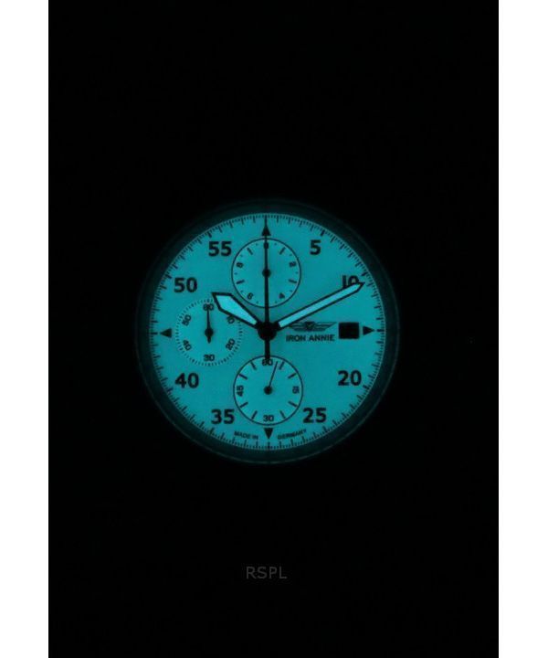 Iron Annie F13 Tempelhof Chronograph Leather Strap Beige Dial Quartz 56705 100M Mens Watch 2 Iron Annie F13 Tempelhof Chronograph Leather Strap Beige Dial Quartz 56705 100M Mens Watch