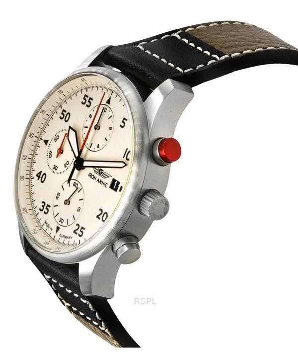 Iron Annie F13 Tempelhof Chronograph Leather Strap Beige Dial Quartz 56705 100M Mens Watch 3 Iron Annie F13 Tempelhof Chronograph Leather Strap Beige Dial Quartz 56705 100M Mens Watch