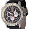 Invicta Ocean Voyage Chronograph Leather Strap Black Dial Quartz Diver's 47255 200M Men's Watch