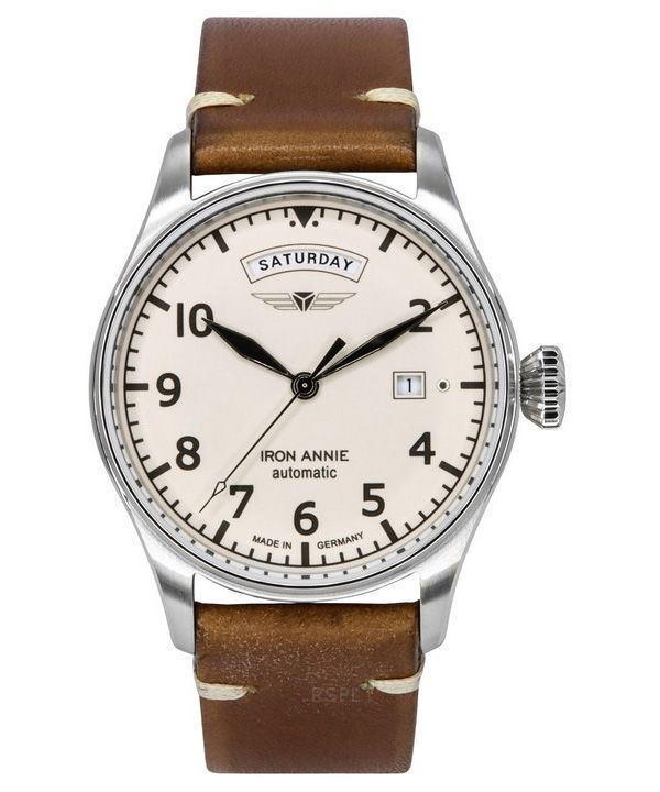 Iron Annie Flight Control Brown Leather Strap Beige Full Luminous Dial Automatic 51643 Men's Watch 1 Iron Annie Flight Control Brown Leather Strap Beige Full Luminous Dial Automatic 51643 Men's Watch